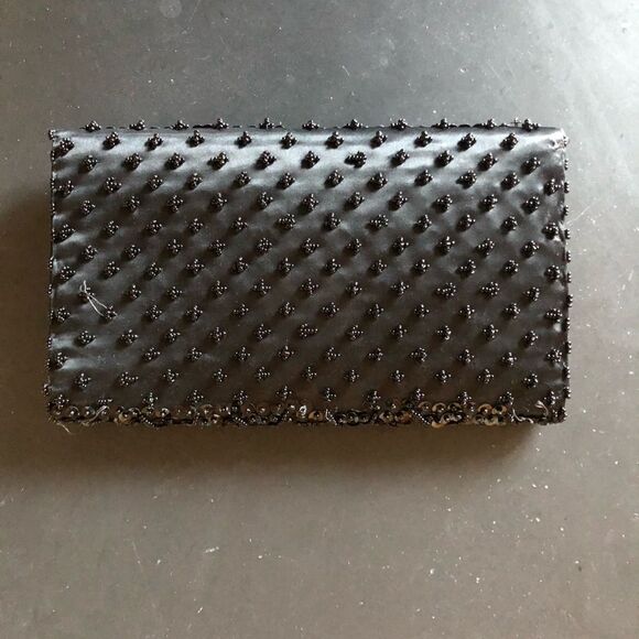 Handmade Beaded Envelope Clutch Mini Bag Black - Picture 3 of 8